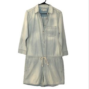 MADEWELL Chambray Light Wash Draw-string Romper